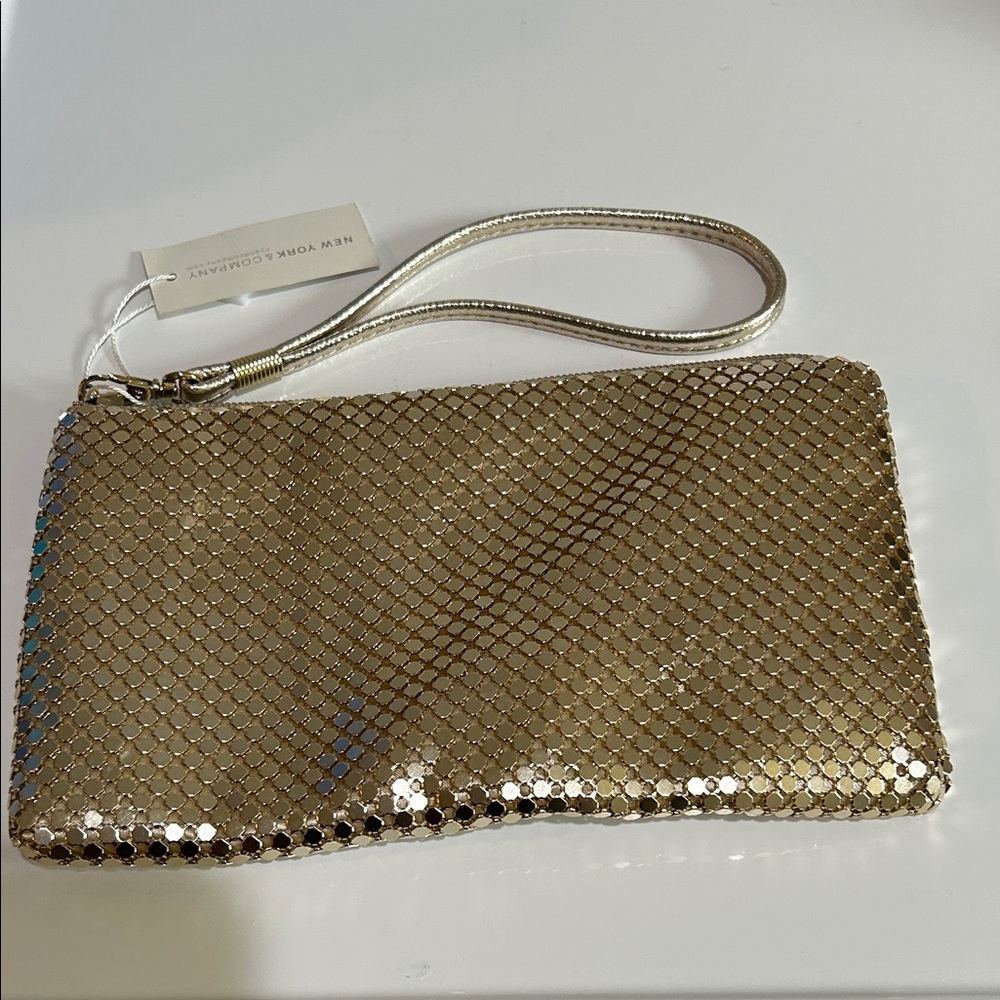 New York & Company Gold Mesh Wristlet